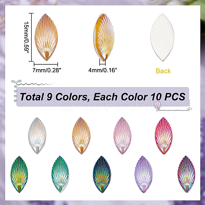 90Pcs 9 Colors Opaque Resin Cabochons CRES-GA0001-11-1