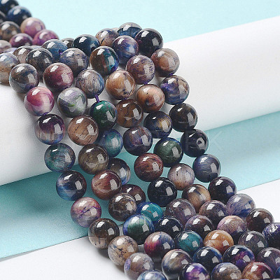 Natural Rainbow Tiger Eye Beads Strands G-NH0002-A01-A02-1