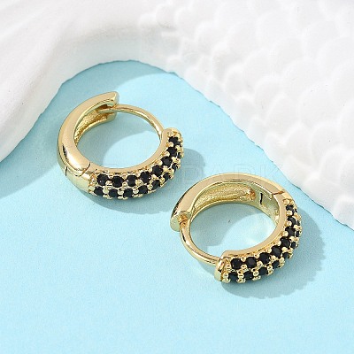 Brass Micro Pave Cubic Zirconia Huggie Hoop Earrings EJEW-R144-004A-NF-1