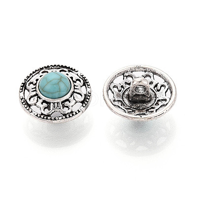 Zinc Metal Alloy & Natural Turquoise Buttons LS-BUTT-WH0057-001C-AS-1