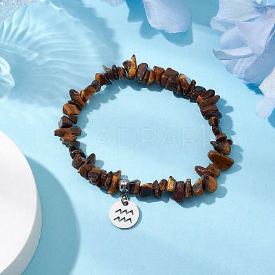 12Pcs Natural & Synthetic Gemstone Chip Beaded Stretch Bracelets BJEW-JB11133-1