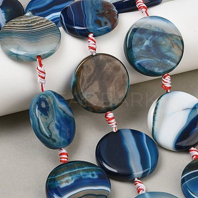 Natural Banded Agate Coin Beads Strands GG-CBAE0EB-06D-1