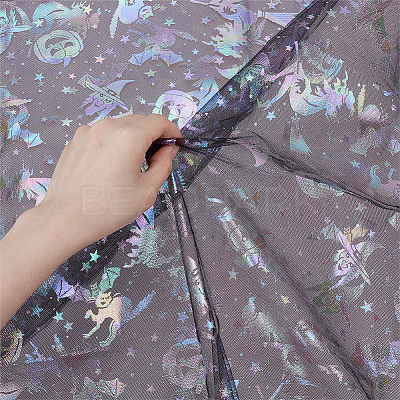 Halloween Polyester Mesh Fabric AJEW-WH0314-852C-1