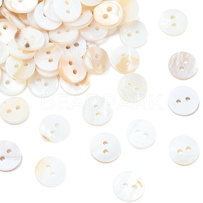 2-Hole Shell Flat Round Buttons BUTT-P012-11-1
