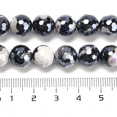 Electroplated Natural Fire Crackle Agate Round Beads Strands G-G0006-A02-03-1
