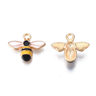 Light Gold Plated Alloy Enamel Pendants X-ENAM-R136-49-1