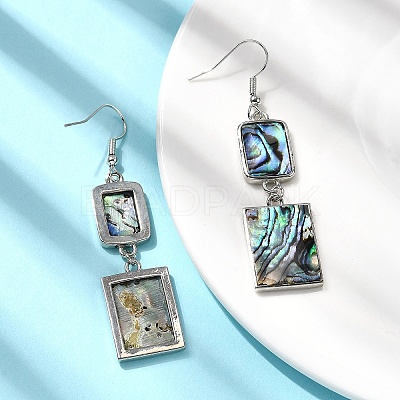 Brass Natural Abalone Shell Dangle Earrings EJEW-F388-01C-P-1