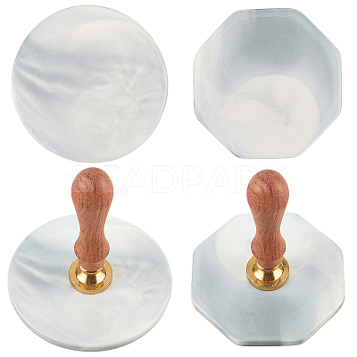2Pcs 2 Styles Marble Pattern Porcelain Cup Coasters AJEW-CP0009-18A-1