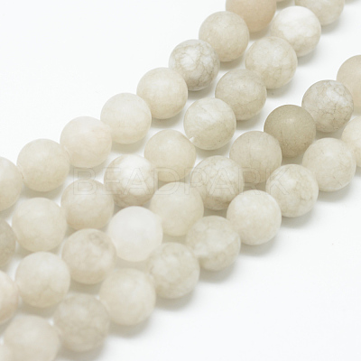 Natural White Jade Bead Strands X-G-R297-8mm-26-1