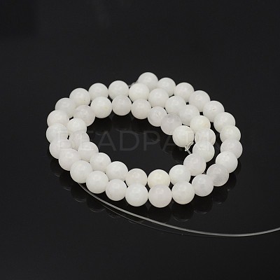 Natural Round White Jade Bead Strands X-G-P070-01-10mm-1