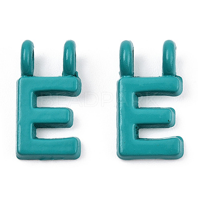 Rack Plating Spray Painted Alloy 2-Loop Link Pendants PALLOY-N176-01E-1