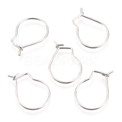 304 Stainless Steel Hoop Earrings Findings STAS-H436-02S-1