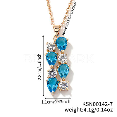 Brass Cubic Zirconia Long Tassel Pendant Necklaces for Fashionable Statement Style DV3387-7-1