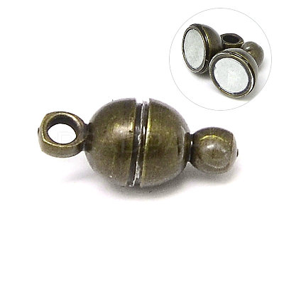 Round Brass Magnetic Clasps with Loops KK-D331-AB-NF-1