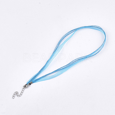 Waxed Cord and Organza Ribbon Necklace Making X-NCOR-T002-274-1