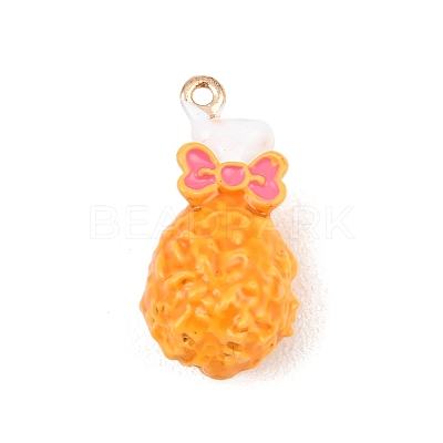 Drumstick Shrimp Alloy Enamel Pendants ENAM-P264-01F-G-1