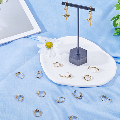 10 Pairs Brass Knot Hoop Earring Findings KK-BBC0008-51-1