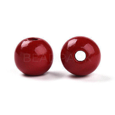 Painted Natural Wood Beads X-WOOD-A018-16mm-11-1