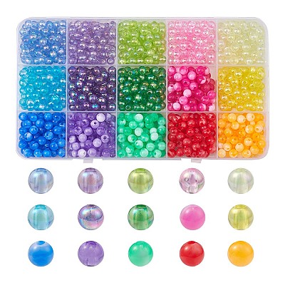 870Pcs 15 Colors Acrylic Beads MACR-YW0002-53-1