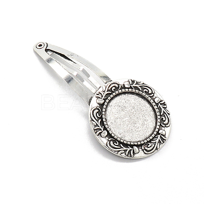 Alloy Snap Hair Clip with Blank Round Trays PW-WG38295-09-1