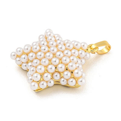Rack Plating Brass & ABS Plastic Imitation Pearl Pendants KK-N255-03C-G-RS-1