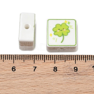 Printed Handmade Porcelain Beads PORC-G016-04R-1
