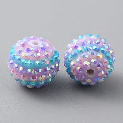 Resin Rhinestone Beads RESI-WH0034-35-1