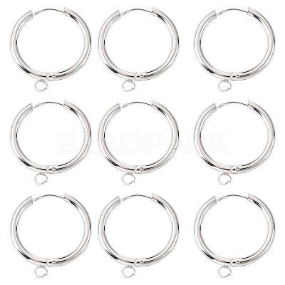 201 Stainless Steel Huggie Hoop Earring Findings STAS-P283-01I-S-1