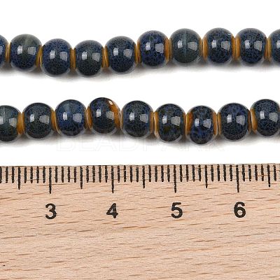 Handmade Fancy Antique Glazed Porcelain Ceramic Round Beads Strands PORC-L019-6mm-07A-1