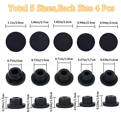 20Pcs 5 Style Silicone Hole Plugs AJEW-GF0008-06C-1