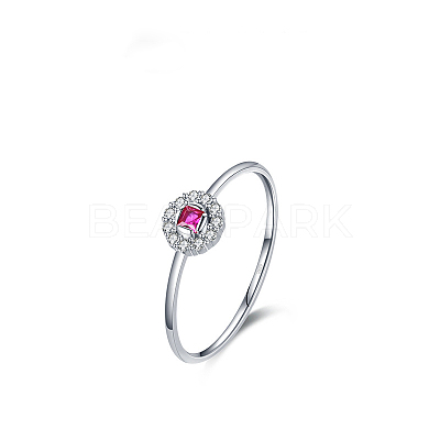 Flower Rhodium Plated 925 Sterling Silver Micro Pave Cubic Zirconia Finger Rings WGB6ED8-01-1