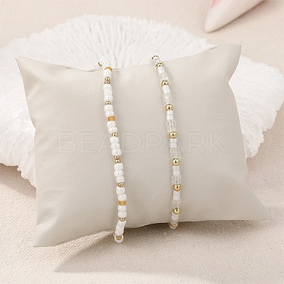 2Pcs 2 Styles Glass Seed Beads Stretch Bracelet Sets BJEW-SW001591-1