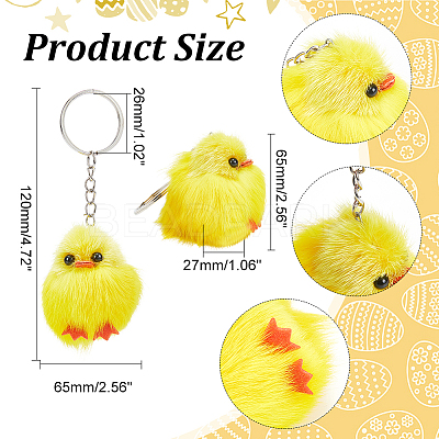 Cute Water Mink Mini Fur Chicken Pendant Bag Keychain KEYC-WH0018-77-1