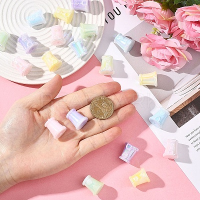 10Pcs UV Plating Acrylic Beads MACR-YW0004-57-1