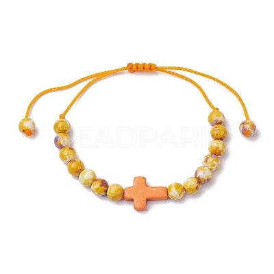 Synthetic Ocean White Jade Braided Beaded Bracelets BJEW-JB11016-02-1