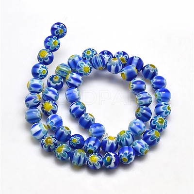 Round Millefiori Glass Beads Strands LK-P002-M-1