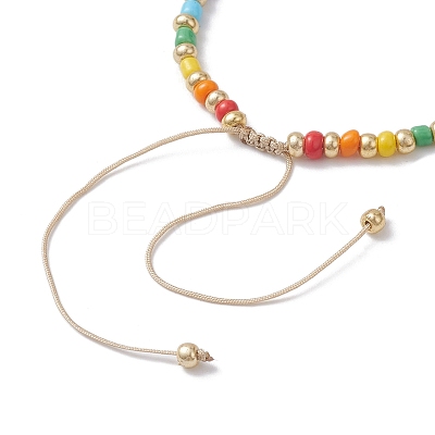 Rainbow Style Glass Seed Beads Braided Bead Bracelets for Women BJEW-JB10064-1