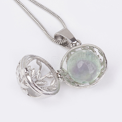 Brass Prayer Box Pendant Necklaces NJEW-JN02071-1