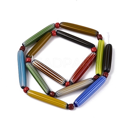 Handmade Millefiori Glass Lampwork Strip Beads Strands LA-N047-01A-1