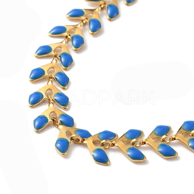 Enamel Ear of Wheat Link Chains Bracelet BJEW-P271-02G-1