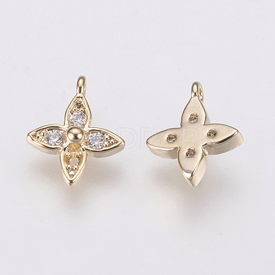 Brass Micro Pave Cubic Zirconia Charms X-ZIRC-F081-13G-1