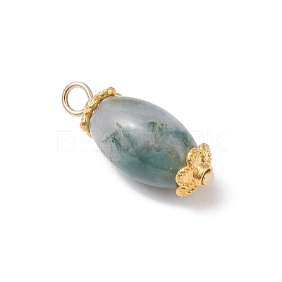 6Pcs Natural Moss Agate(Dyed & Heated) Pendants PALLOY-JF04532-01-1