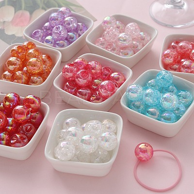 Transparent Crackle Acrylic Beads OACR-I013-02-1