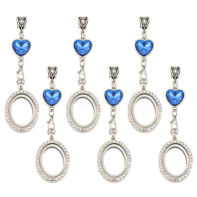 6Pcs Alloy Oval Locket Pendants PALLOY-MA00005-1