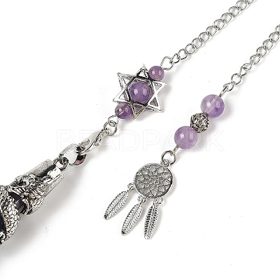 Natural & Synthetic Mixed Stone Cone Dowsing Pendulum Big Pointed Pendants AJEW-Z041-01I-AS-1