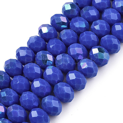 Electroplate Opaque Solid Color Glass Beads Strands EGLA-A044-P8mm-L32-1