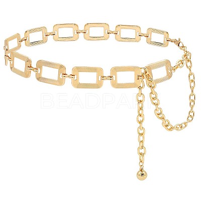 Zinc Alloy Textured Rectangle Link Chain Waist Chain Belts for Women FS-WG590D2-01-1