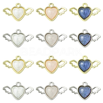 24Pcs 6 Colors Alloy Resin Pendants FIND-CJ0004-96-1