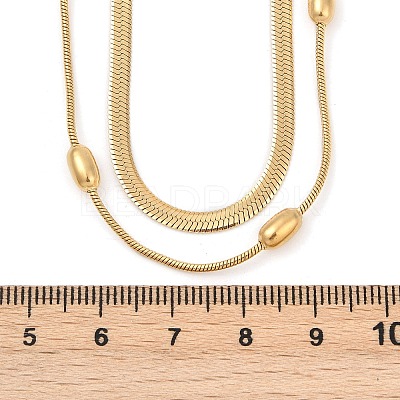 304 Stainless Steel Snake Chain Double Layer Necklaces for Women LS-NJEW-Z072-03G-1