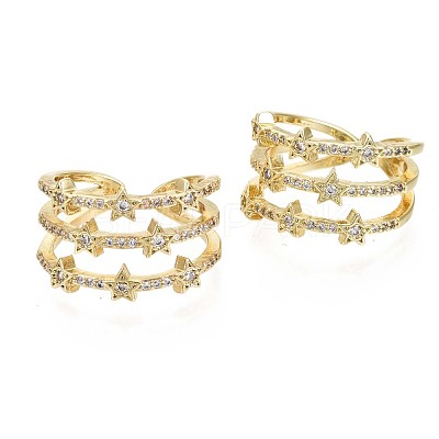 Brass Micro Pave Clear Cubic Zirconia Cuff Rings X-RJEW-S044-084-NF-1